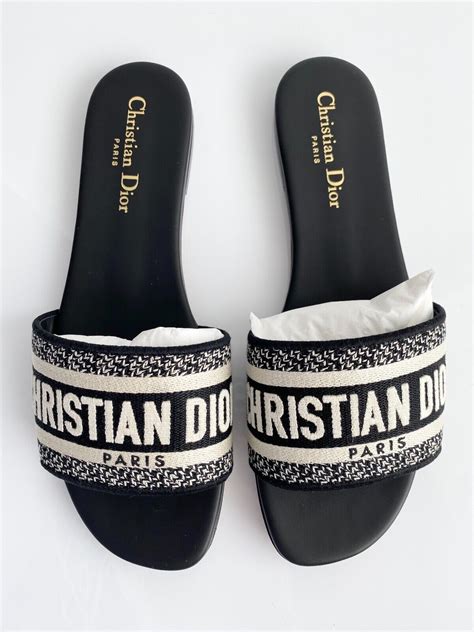 christian dior dway black|CHRISTIAN DIOR Dway Embroidered Slide Sandal (Women).